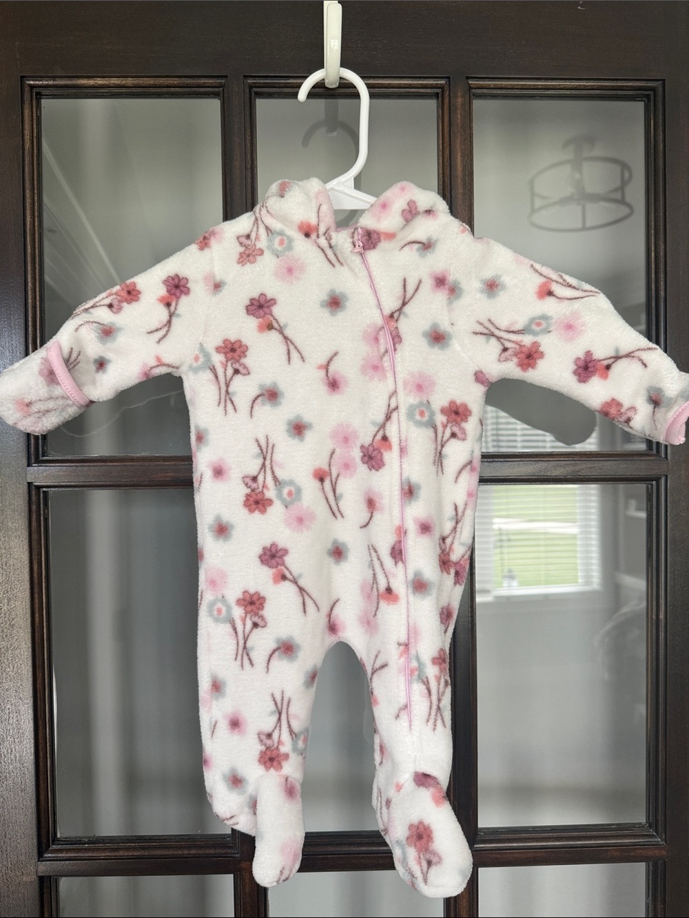 Laura Ashley White Floral Fleece Footed One-Piece